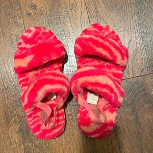 UGGS pink animal print fluffy sandals
